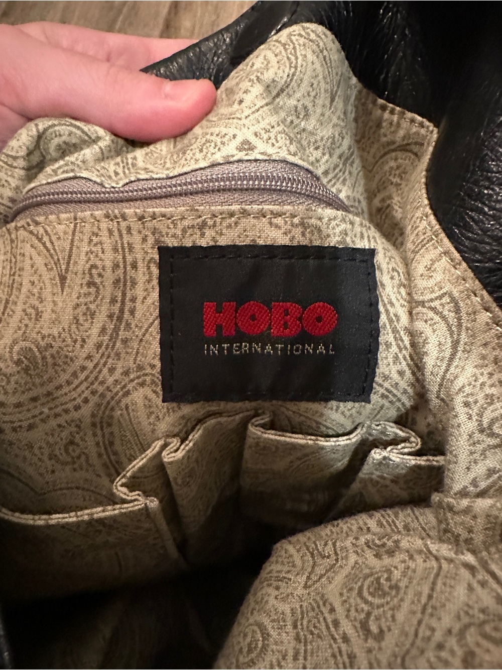 Vintage HOBO International Black Leather Quartered Hobo Bag - Picture 4 of 11